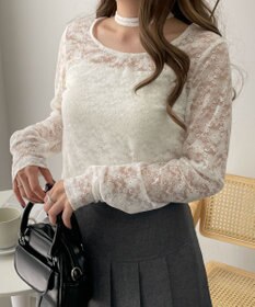 WEGO チョーカーリボン付きレースロンT