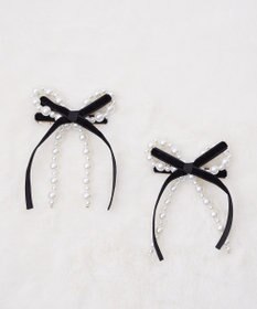 Maison de FLEUR パールベロアリボン2セットクリップ