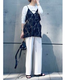 Green Parks AnriettMusee シャーリングスリーブＴシャツ＋レースキャミソールＳＥＴ