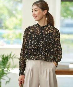 組曲 L シフォンオーガンプリント ティアードブラウス