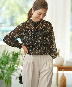 組曲 シフォンオーガンプリント ティアードブラウス