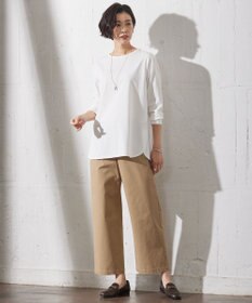 J.PRESS LADIES 【洗える】20チノストレッチ ワイドパンツ