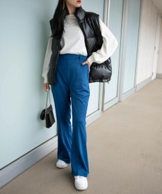 WEGO ポンチセンタープレスフレアパンツ