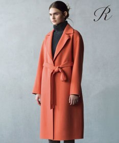 23区 【R(アール)】ウールメルトンリバー ロング ラップコート オレンジ系