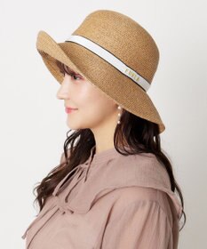 MOONBAT 【洗える】FURLA(フルラ)  ロゴ刺繍リボン 天然ハット