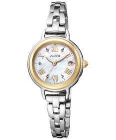 CITIZEN 【ソーラーテック電波時計】シルバー×ゴールドのアクセサリー感覚腕時計