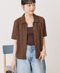AMERICAN HOLIC 半袖襟付きレースカーディガン