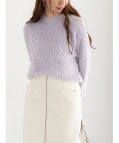 Te chichi シャギーヤーンロングスリーブニット