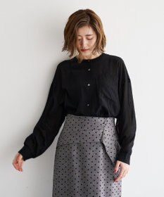 YECCA VECCA ドライタッチシアーバンドカラーシャツ