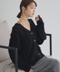 earth music&ecology チュールフリルニットカーディガン