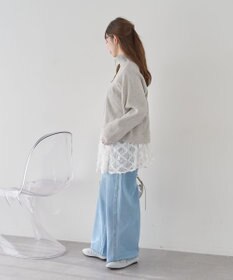 earth music&ecology 【予約】【綿100％】ダブルジップワッフルカーディガン