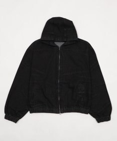 WEGO 【ユニセックス着用ITEM】ファーフードスラッシュデニムブルゾン