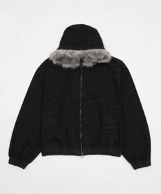 WEGO 【ユニセックス着用ITEM】ファーフードスラッシュデニムブルゾン