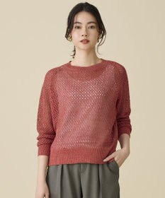 自由区 L リネンミドルゲージメッシュ ニット