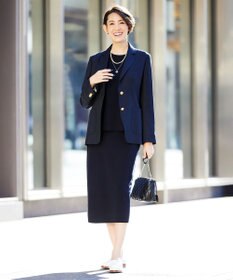 J.PRESS LADIES 【洗える】 レーヨンストレッチフルニードル ニット