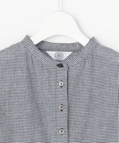 J.PRESS LADIES リネンminiチェック バンドカラー ブラウス