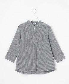 J.PRESS LADIES リネンminiチェック バンドカラー ブラウス