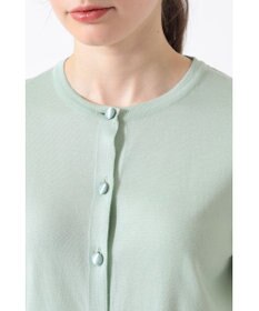 DAKS キュプラ混クルーネックカーディガン ミニフリル袖