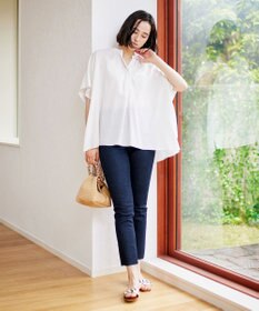 UNFILO 【洗える】リネンレーヨン　スキッパーシャツ