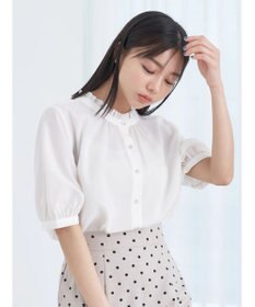 earth music&ecology ２ｗａｙスタンドフリル半袖ブラウス