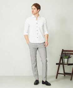 JOSEPH ABBOUD 【UVカット】オーガニックコットンプリッセ 七分袖シャツ