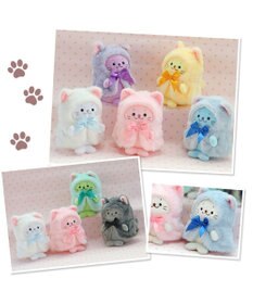 Mother garden しろたん ついてきちゃうしろたん マスコット 着せ替え服 《にゃんこポンチョ 緑》 単品