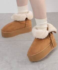 WEGO 【暖かい】折り返し厚底Fムートンブーツ