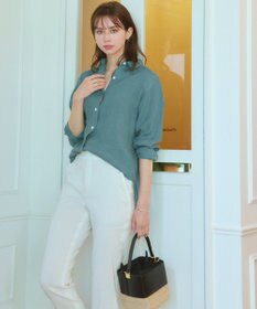 23区 【洗える】リネンレーヨンストレッチ テーパード パンツ