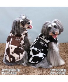 PET PARADISE  Lee 背開き ボア ベスト 牛柄 《ブラウン》 小型犬