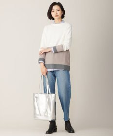 J.PRESS LADIES L 【洗える】CLEAR COTTON BLEND カラーブロック ニット