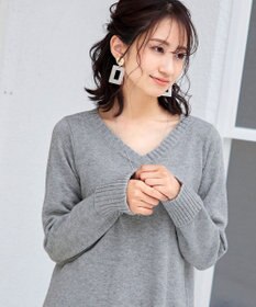 Tiaclasse L 【洗える】幅広く活躍が期待できるVネックリブニットチュニック