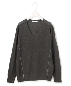 ICB 【WEB限定カラーあり・洗える】ペーパーブレンドシャインニット Vネックプルオーバー