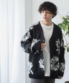 WEGO モヘアライク総柄BIGカーディガン