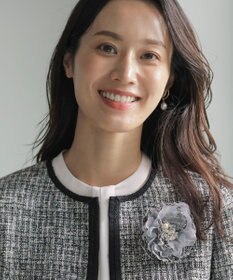 J.PRESS LADIES ツイード コサージュ ブラックミックス系