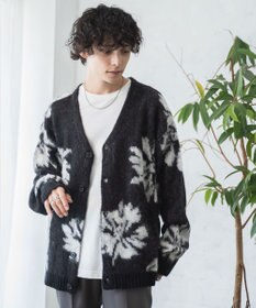 WEGO モヘアライク総柄BIGカーディガン