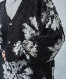 WEGO モヘアライク総柄BIGカーディガン