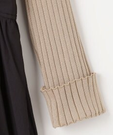 Feroux 【洗える】バイカラー襟ニットドッキング ワンピース