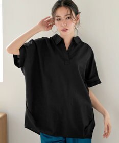 Tiaclasse 【洗える】 リネンミックススキッパーシャツ