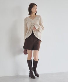 earth music&ecology フロントシャーリングニットプルオーバー