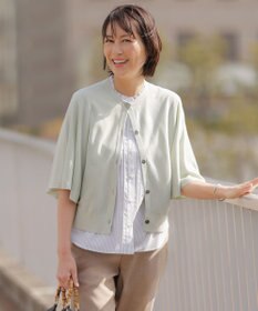 J.PRESS LADIES COTTON ACETATE DRY バタフライスリーブ カーディガン ライトミント系