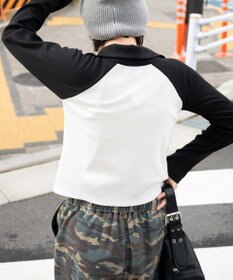 WEGO ダブルジップワッペンロゴラグランロンT