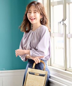 ANY SIS 【接触冷感・吸水速乾・UVケア】エアリードレープスムース 七分袖ブラウス