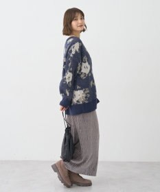 earth music&ecology フラワージャガードラメシャギーカーディガン