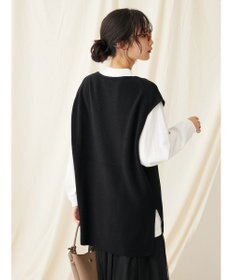 CRAFT STANDARD BOUTIQUE 【2点セット】洗える 60/2 14G片畦Vネックベスト+ロンTEE SET