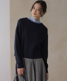 組曲 【加藤ローサさん着用】コットンカシミヤMIX ケーブル ニット