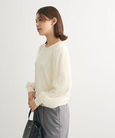 Green Parks 袖チュールマジョリカドッキングニットプルオーバー