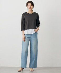 J.PRESS LADIES 【洗える】BASIC STRETCH DENIM ワイド ストレート デニム