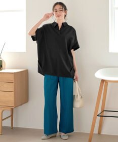 Tiaclasse 【洗える】 リネンミックススキッパーシャツ