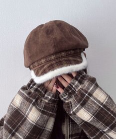 WEGO チェック柄Fスエードキャスケット