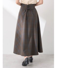 earth music&ecology バックレースアップチェックスカート